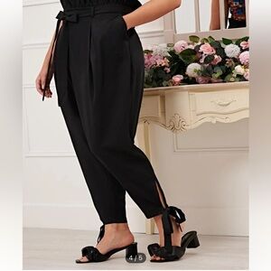 NEW 2X Shein Women's Black Tie-Waist Pants